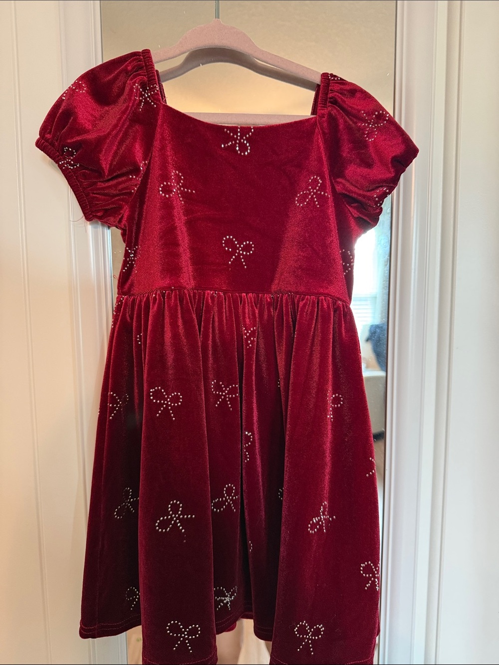 Toddler Girls' Red Velvet Bow-Accent Party Dress - 4T